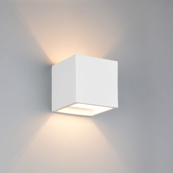 Trio Lighting Απλίκι τοίχου Dadi, λευκό, πλάτος 11 cm, γύψος, Λευκό, Σαλόνι / τραπεζαρία, Γύψος / πηλός, σύγχρονο, Γωνιακός τοίχος