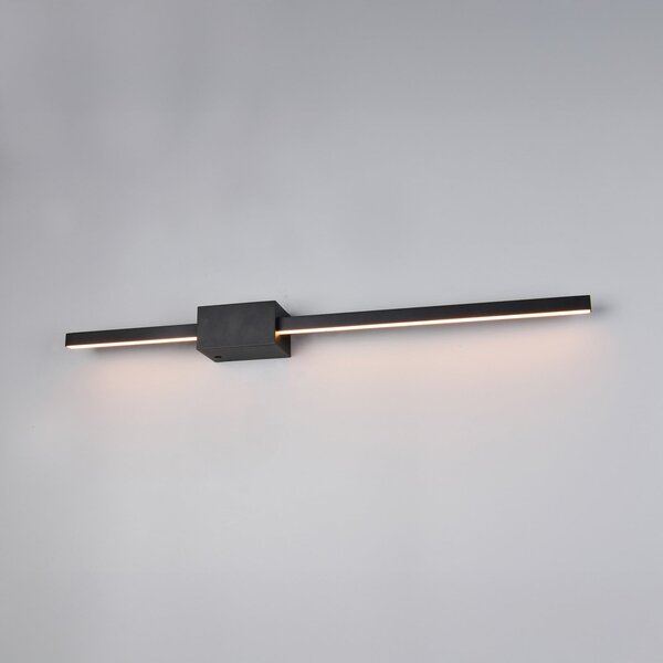 Trio Lighting LED φωτιστικό τοίχου Cassino, μαύρο ματ, πλάτος 70 cm, μέταλλο, ρυθμιζόμενος, Μαύρο, Σαλόνι / τραπεζαρία, Μέταλλο, σύγχρονο