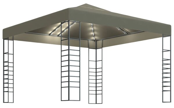 VidaXL Κιόσκι με Φωτάκια LED Taupe 3 x 3 μ