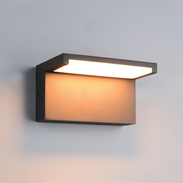 Trio Lighting Λάμπα LED εξωτερικού χώρου Ravi, ανθρακί, πλάτος 18 cm, μέταλλο IP65, Μαύρο, Αλουμίνιο, σύγχρονο