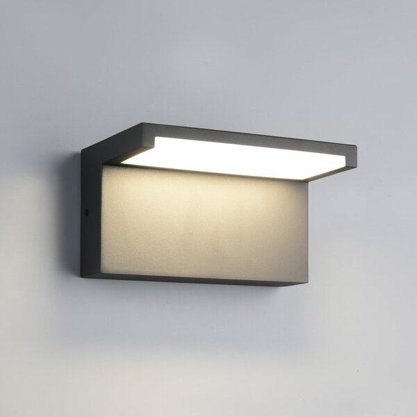 Trio Lighting Λάμπα LED εξωτερικού χώρου Ravi, ανθρακί, πλάτος 18 cm, μέταλλο IP65, Μαύρο, Αλουμίνιο, σύγχρονο