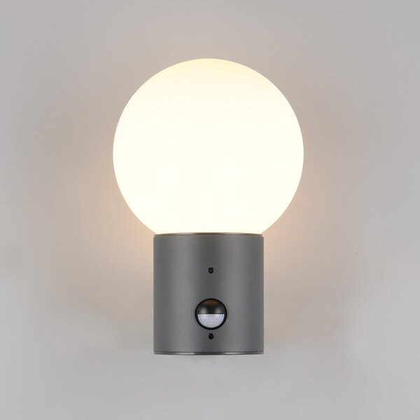 Trio Lighting Εξωτερικός φωτιστικός Mures, ανθρακί, ύψος 28 cm, μέταλλο, αισθητήρας, Μαύρο, Αλουμίνιο, σύγχρονο