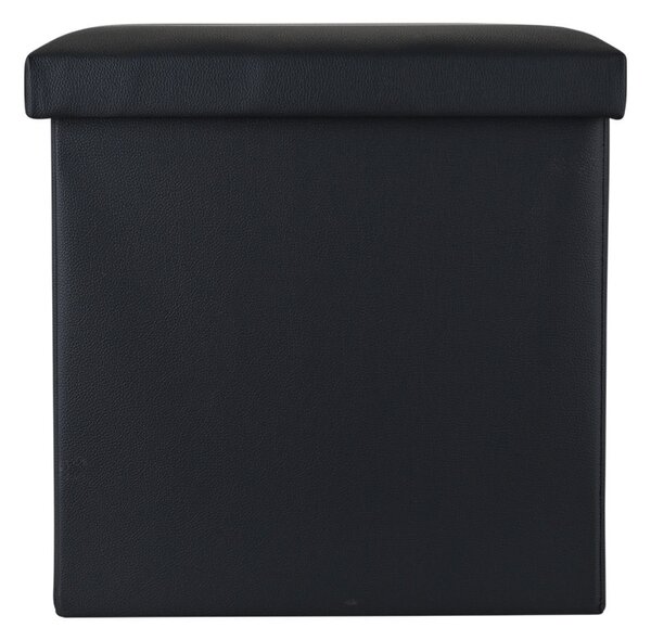 Σκαμπό Με Αποθηκευτικό Χώρο (38x38x38) Estia Cube Leather Black 03-35891