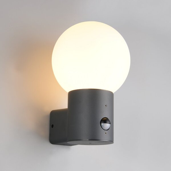 Trio Lighting Εξωτερικός φωτιστικός Mures, ανθρακί, ύψος 28 cm, μέταλλο, αισθητήρας, Μαύρο, Αλουμίνιο, σύγχρονο