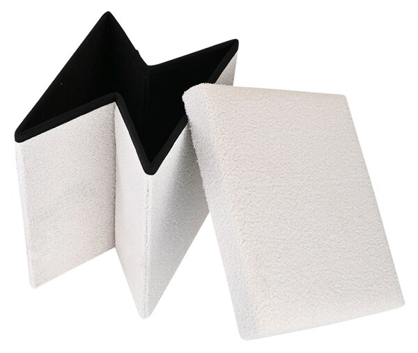 Σκαμπό Με Αποθηκευτικό Χώρο (38x38x38) Estia Cube Teddy White 03-35921