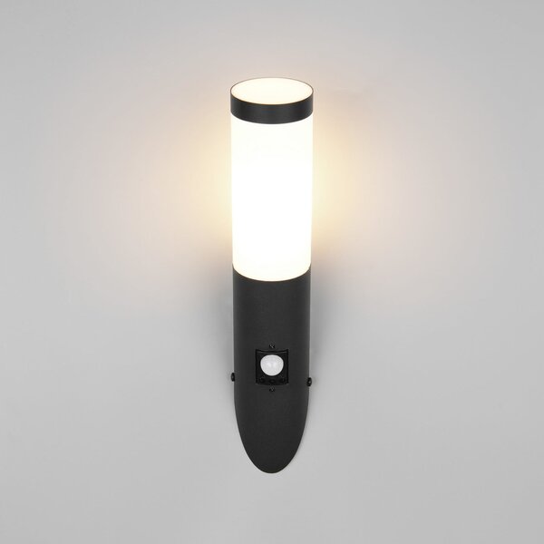 Trio Lighting Εξωτερικός φωτιστικός Trioto, μαύρο ματ, 39 cm ανοξείδωτο ατσάλι, αισθητήρας, Μαύρο, Ανοξείδωτος χάλυβας, σύγχρονο