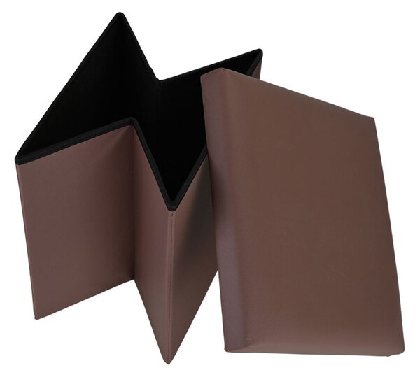Σκαμπό Με Αποθηκευτικό Χώρο (38x38x38) Estia Cube Leather Brown 03-35914