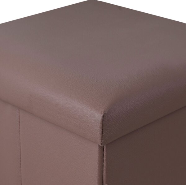 Σκαμπό Με Αποθηκευτικό Χώρο (38x38x38) Estia Cube Leather Brown 03-35914