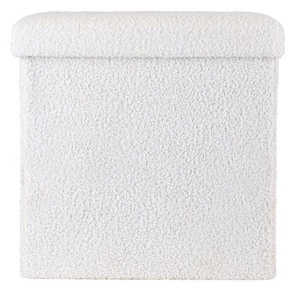Σκαμπό Με Αποθηκευτικό Χώρο (38x38x38) Estia Cube Teddy White 03-35921