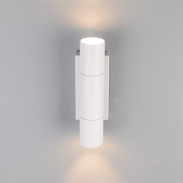 Trio Lighting Εξωτερικός φωτιστικός τοίχου Yamuna, λευκό ματ, ύψος 23 cm, μέταλλο, IP65, ρυθμιζόμενος, Λευκό, Αλουμίνιο, σύγχρονο
