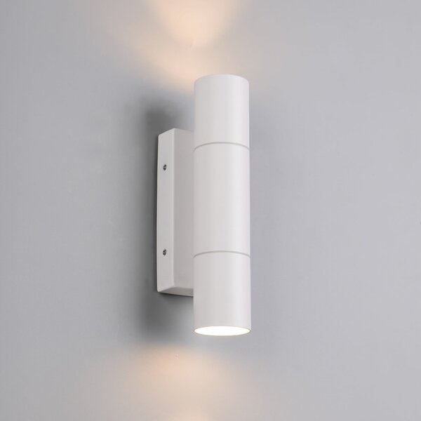 Trio Lighting Εξωτερικός φωτιστικός τοίχου Yamuna, λευκό ματ, ύψος 23 cm, μέταλλο, IP65, ρυθμιζόμενος, Λευκό, Αλουμίνιο, σύγχρονο