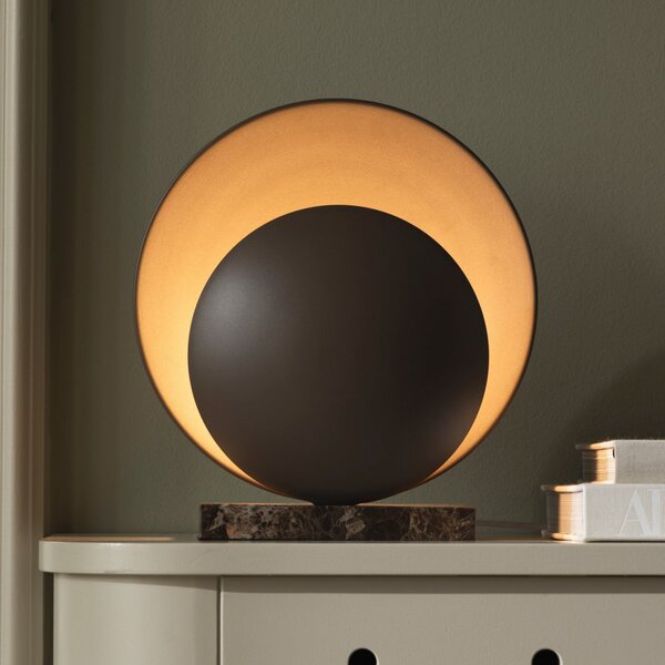 Globen Lighting Επιτραπέζια λάμπα ORBIT, καφέ Ύψος 32 cm Βάση από μάρμαρο, Καφέ / Σκουριάς, Σαλόνι / τραπεζαρία, Μέταλλο, σχεδιασμός