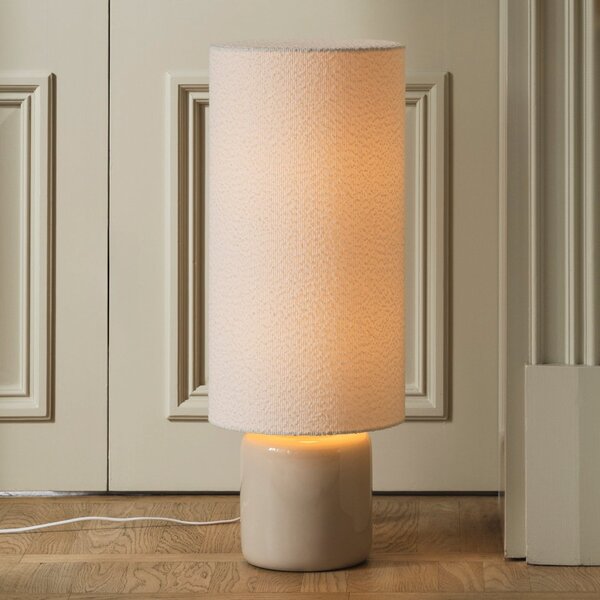 Globen Lighting Φωτιστικό δαπέδου Florian, λευκό/μπεζ, ύψος 80 cm, Λευκό, Σαλόνι / τραπεζαρία, Ύφασμα / Κλωστοϋφαντουργία