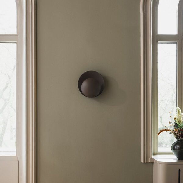Globen Lighting Φωτιστικό τοίχου ORBIT, καφέ, Ø 30 cm, βύσμα, Καφέ / Σκουριάς, Σαλόνι / τραπεζαρία, Μέταλλο, σχεδιασμός