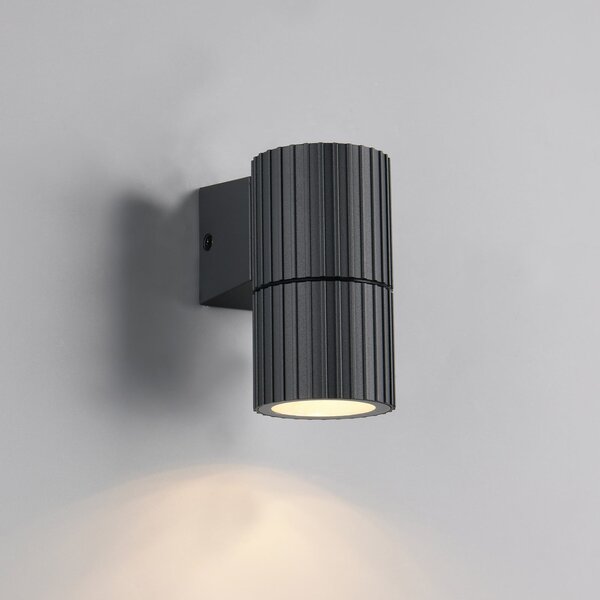 Trio Lighting Εξωτερικός φωτιστικός τοίχου Parana, ανθρακί, ύψος 11 cm, μέταλλο, ρυθμιζόμενος, Μαύρο, Αλουμίνιο, σύγχρονο