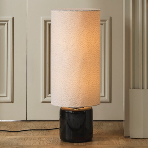 Globen Lighting Φωτιστικό δαπέδου Florian, λευκό/μαύρο Ύψος 80 cm, Λευκό, Σαλόνι / τραπεζαρία, Ύφασμα / Κλωστοϋφαντουργία