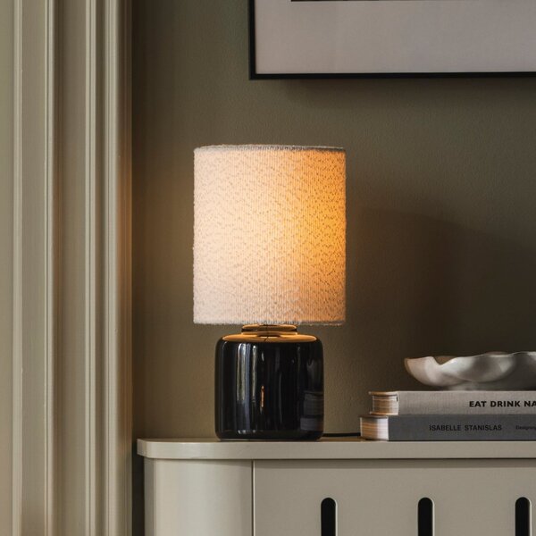 Globen Lighting Επιτραπέζια λάμπα Florian, λευκό/μαύρο, ύψος 39 cm, Λευκό, Σαλόνι / τραπεζαρία, Ύφασμα / Κλωστοϋφαντουργία, Επιτραπέζια οθόνη όρθια