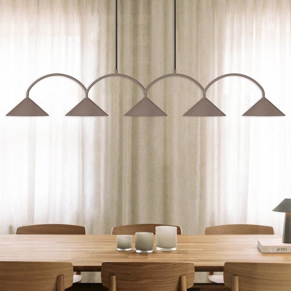 Globen Lighting Κρεμαστή λάμπα CURVE, μήκος 165 cm, καφέ 5 φτερά., ρυθμιζόμενος, Καφέ / Σκουριάς, Σαλόνι / τραπεζαρία, Μέταλλο, Vintage