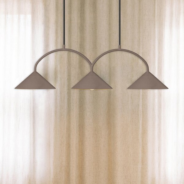 Globen Lighting Κρεμαστό φωτιστικό CURVE, μήκος 95 cm, καφέ, 3 φώτα., ρυθμιζόμενος, Καφέ / Σκουριάς, Σαλόνι / τραπεζαρία, Μέταλλο, Vintage