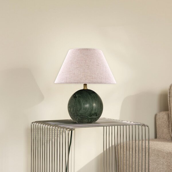 Globen Lighting Επιτραπέζια λάμπα Castello, πράσινο/μπεζ, ύψος 28 cm, Μπεζ, Σαλόνι / τραπεζαρία, Ύφασμα / Κλωστοϋφαντουργία, σχεδιασμός
