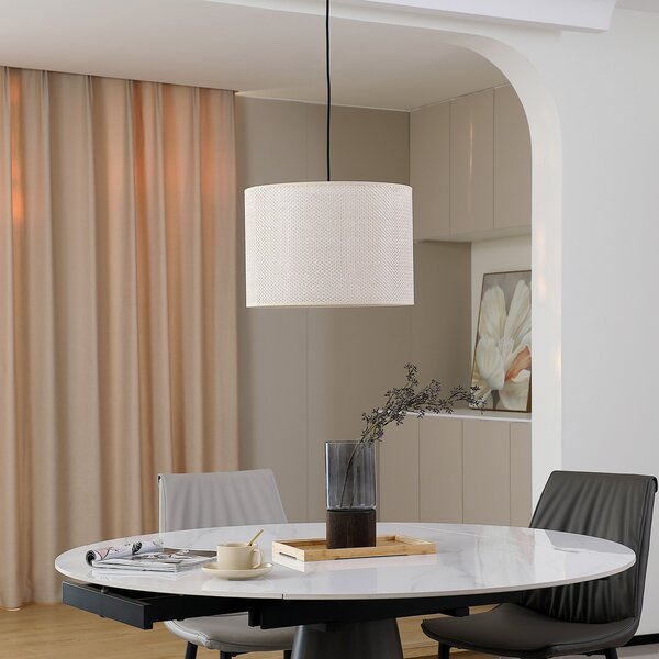 Lindby κρεμαστό φωτιστικό Soula, Ø 40 cm, μπεζ, πλαστικό, E27, ρυθμιζόμενος, Μπεζ, Σαλόνι / τραπεζαρία, Πλαστικό, Εξοχική κατοικία / Ρουστίκ