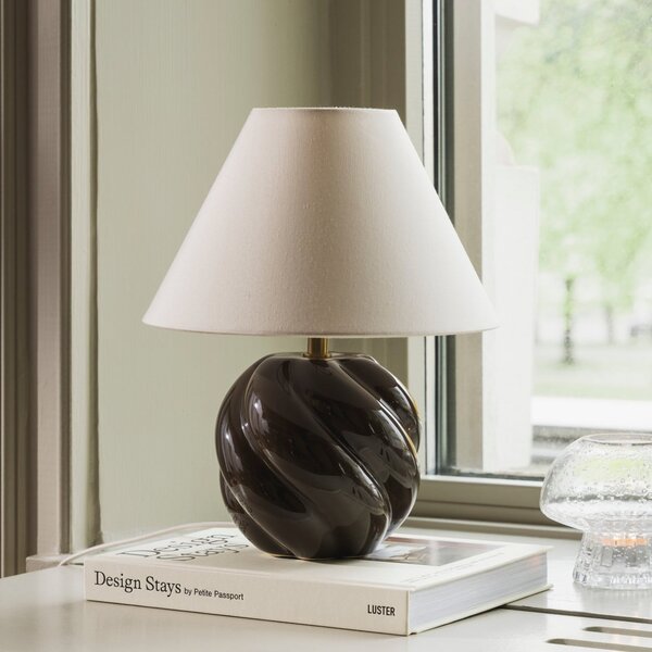 Globen Lighting Επιτραπέζια λάμπα DAHLIA, μπεζ/καφέ, ύψος 31 cm, Μπεζ, Σαλόνι / τραπεζαρία, Ύφασμα / Κλωστοϋφαντουργία