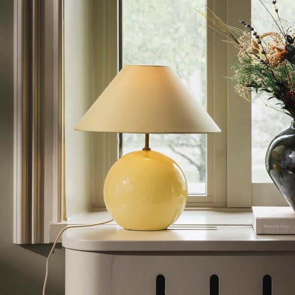 Globen Lighting Επιτραπέζια λάμπα IRIS, κίτρινο/κίτρινο, ύψος 39 cm, Κίτρινο, Σαλόνι / τραπεζαρία, Ύφασμα / Κλωστοϋφαντουργία, Vintage