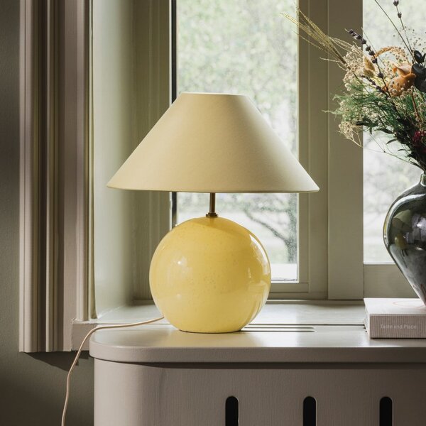 Globen Lighting Επιτραπέζια λάμπα IRIS, κίτρινο/κίτρινο, ύψος 39 cm, Κίτρινο, Σαλόνι / τραπεζαρία, Ύφασμα / Κλωστοϋφαντουργία, Vintage