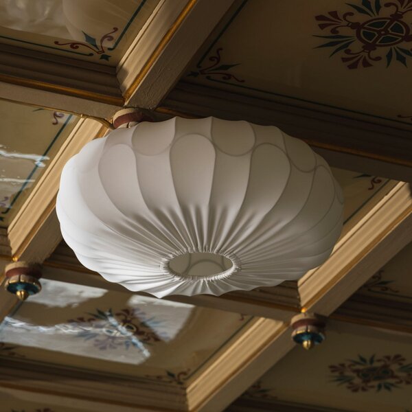Globen Lighting Φωτιστικό οροφής BLADVERK, λευκό, Ø 50 cm, ύφασμα, ρυθμιζόμενος, Λευκό, Σαλόνι / τραπεζαρία, Ύφασμα / Κλωστοϋφαντουργία, Σκανδιναβικό