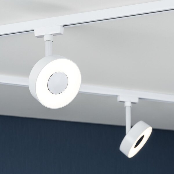 Paulmann URail LED-Spot Circle, 3stepdim, 4.000K, λευκό φως, ρυθμιζόμενος, Λευκό, Σαλόνι / τραπεζαρία, Μέταλλο, σύγχρονο