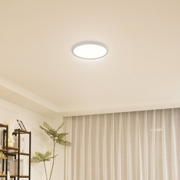 Lindby LED οροφής Pravin, Ø 30 cm, CCT, λευκό, Λευκό, Σαλόνι / τραπεζαρία, Πλαστικό, σύγχρονο