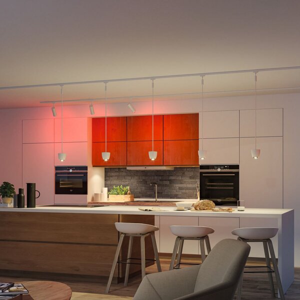Paulmann URail Smart LED κρεμαστό φωτιστικό Tyros, λευκό, ZigBee, ρυθμιζόμενος, Λευκό, Σαλόνι / τραπεζαρία, Πλαστικό, σύγχρονο