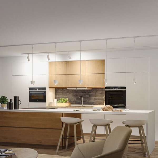 Paulmann URail Smart LED κρεμαστό φωτιστικό Tyros, λευκό, ZigBee, ρυθμιζόμενος, Λευκό, Σαλόνι / τραπεζαρία, Πλαστικό, σύγχρονο