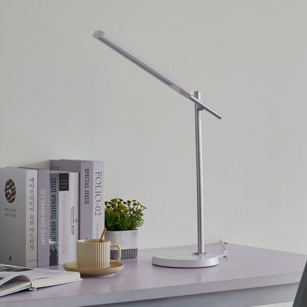 Lindby Φωτιστικό γραφείου Valtorin LED, λευκό, ρυθμιζόμενος, Λευκό, Μελέτη / Γραφείο, Πλαστικό, σύγχρονο