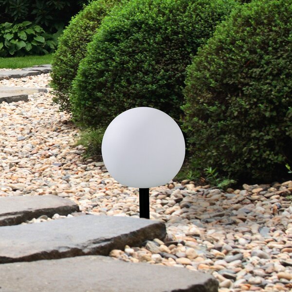 Lindby LED ηλιακές λάμπες Lago, RGBW, σετ 3, σφαίρες, ακίδα εδάφους, Λευκό, Πλαστικό, σύγχρονο, Υπαίθρια σφαίρα