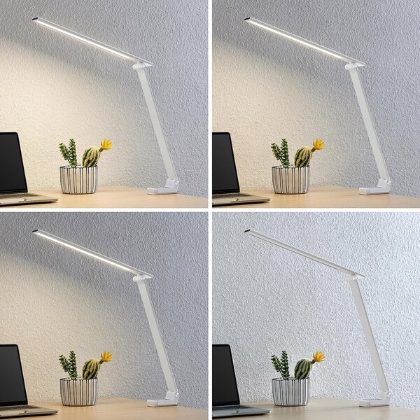 PRIOS Επιτραπέζιο φωτιστικό LED Prios Tamarin, ύψος 40 cm, λευκό, ρυθμιζόμενο, ρυθμιζόμενος, Λευκό, Μελέτη / Γραφείο, Πλαστικό, σύγχρονο, Φως ανάγνωσης