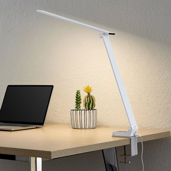 PRIOS Επιτραπέζιο φωτιστικό LED Prios Tamarin, ύψος 40 cm, λευκό, ρυθμιζόμενο, ρυθμιζόμενος, Λευκό, Μελέτη / Γραφείο, Πλαστικό, σύγχρονο, Φως ανάγνωσης