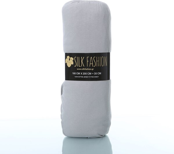 Σεντόνι Υπέρδιπλο Με Λάστιχο (160x200+35) Silk Fashion Jersey L.Grey