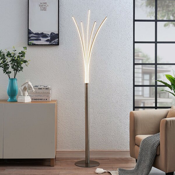 Lindby Φωτιστικό δαπέδου LED Boba πολλαπλών βραχιόνων, Μεταλλικό, Σαλόνι / τραπεζαρία, Αλουμίνιο, σύγχρονο