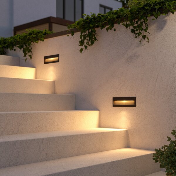 Lucande LED φωτιστικό τοίχου Loya, 23 x 8 cm, γκρι, IP54, Μαύρο, Αλουμίνιο, σύγχρονο, Γωνιακά φωτιστικά