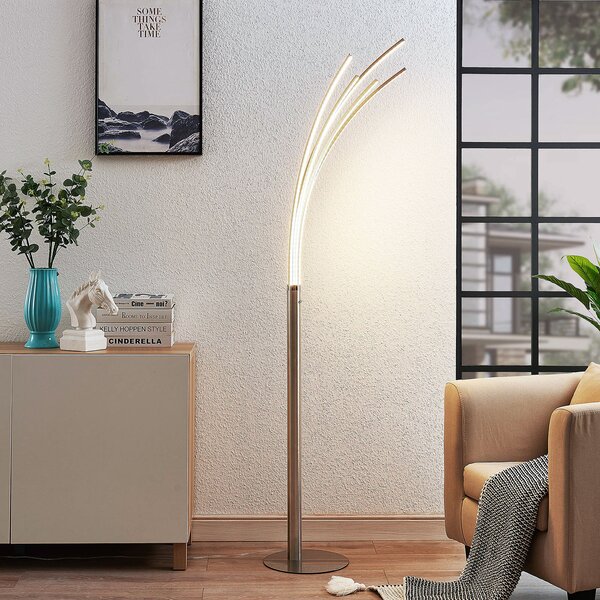 Lindby Φωτιστικό δαπέδου LED Boba πολλαπλών βραχιόνων, Μεταλλικό, Σαλόνι / τραπεζαρία, Αλουμίνιο, σύγχρονο