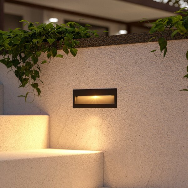 Lucande LED φωτιστικό τοίχου Loya, 23 x 8 cm, γκρι, IP54, Μαύρο, Αλουμίνιο, σύγχρονο, Γωνιακά φωτιστικά