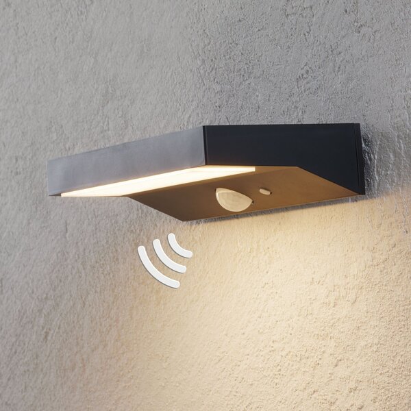 Lindby LED ηλιακό φωτιστικό εξωτερικού χώρου Maresia, αισθητήρας, ανθρακί, Γκρι, Πλαστικό, σύγχρονο