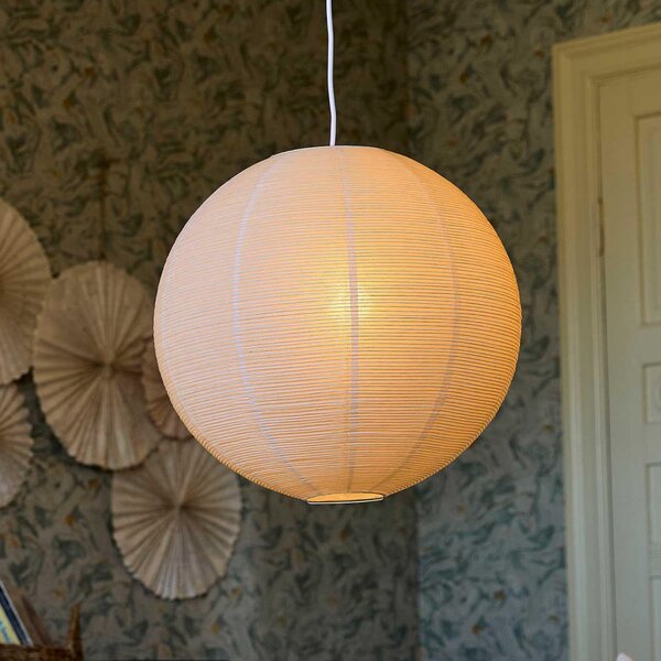 PR Home Κρεμαστό φωτιστικό Haru, μπεζ, Ø 50 cm, χαρτί, E27, λευκό καλώδιο, ρυθμιζόμενος, Μπεζ, Σαλόνι / τραπεζαρία, Χαρτί / χαρτόνι, Σφαίρα