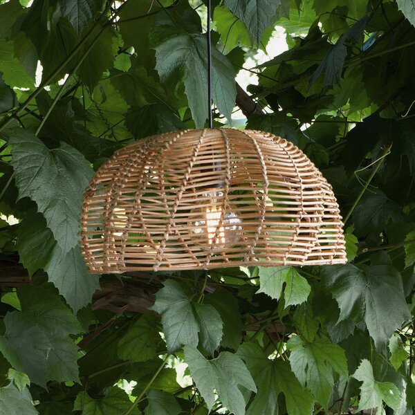 PR Home Εξωτερικό φωτιστικό Mayla, φυσικό ρατάν, Ø 43 cm, βύσμα IP44, Ξύλου, Ξύλο