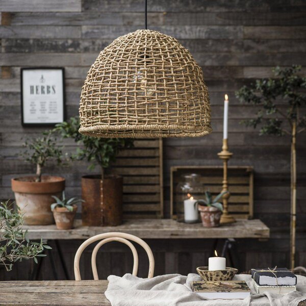 PR Home Εξωτερική κρεμαστή λάμπα Cebu, Lampakanay, Ø 57 cm, βύσμα, IP44, Ξύλου, Ξύλο
