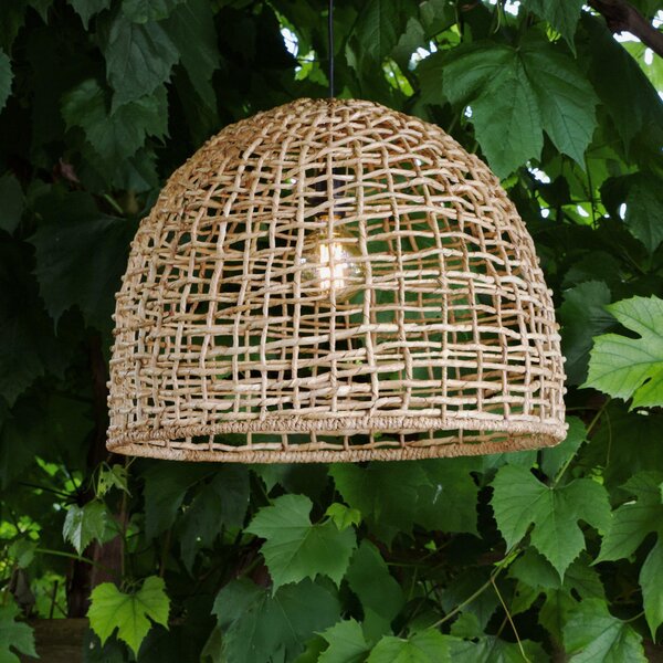 PR Home Εξωτερική κρεμαστή λάμπα Cebu, Lampakanay, Ø 57 cm, βύσμα, IP44, Ξύλου, Ξύλο