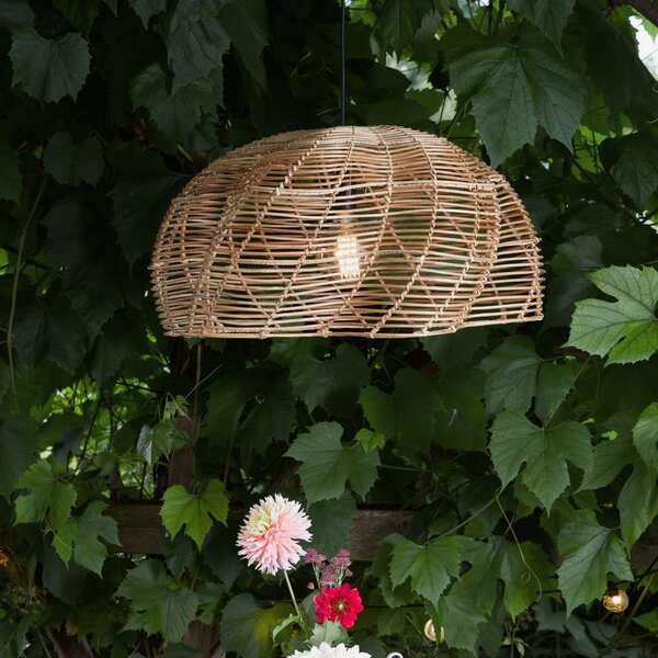 PR Home Εξωτερικό φωτιστικό Mayla, φυσικό ρατάν, Ø 53 cm, βύσμα IP44, Ξύλου, Ξύλο