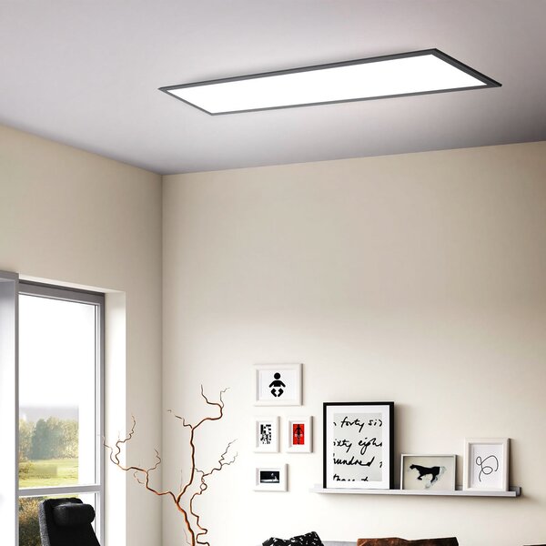 B.K. Licht LED πάνελ Odin on/off, 100 x 25 cm, μαύρο, 4.000 K, Μαύρο, Μελέτη / Γραφείο, Μέταλλο, σύγχρονο