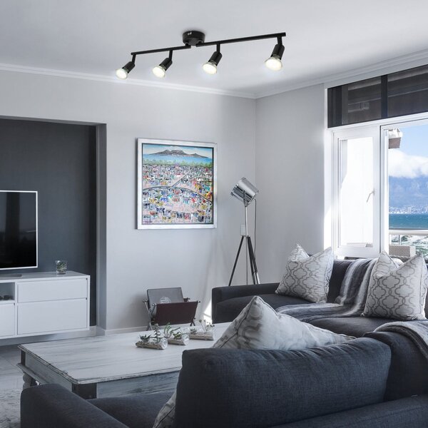 B.K. Licht Φωτιστικό οροφής Jade, μαύρο, 4 λάμπες, GU10 LED, 3.000 K, Μαύρο, Σαλόνι / τραπεζαρία, Μέταλλο, σύγχρονο